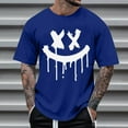 thumbnail image 1 of Tops for Men under $5 Men's Graphic Crewneck Short Sleeve Drop Shoulder Streetwear Tee Shirt Top Blue 3XL, 1 of 4