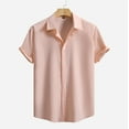 thumbnail image 1 of Tops for Men under $5 Short Sleeve Buttons Turndown Casual Button Down Shirts Summer Beach Fit Collared Shirts Rose Gold S, 1 of 6