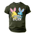 thumbnail image 1 of Tops for Men under $5 Short Sleeve Crew-neck Easter Eggs Rabbit Print Shirt Shirt Green L, 1 of 4
