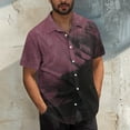 thumbnail image 1 of Tops for Men under $5 Short Sleeve Gradient Button Turndown Collar Printing Casual Shirt Blouse Hot Pink S, 1 of 6