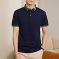thumbnail image 1 of Tops for Men under $5 Short Sleeve Polo Lapel Collar Solid Color Shirt Comfortable Shirt Navy S, 1 of 5