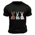 thumbnail image 1 of Tops for Men under $5 Short Sleeve Round Neck Easter Eggs Rabbit Print Shirt Black L, 1 of 5