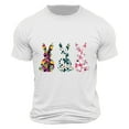 thumbnail image 1 of Tops for Men under $5 Short Sleeve Round Neck Easter Eggs Rabbit Print Shirt White XL, 1 of 5