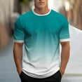 thumbnail image 1 of Tops for Men under $5 Short Sleeve Round-Neck Gradient Print Casual Sports T-shirt Shirts Green M, 1 of 5