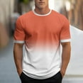 thumbnail image 1 of Tops for Men under $5 Short Sleeve Round-Neck Gradient Print Casual Sports T-shirt Shirts Orange M, 1 of 5