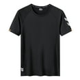 thumbnail image 1 of Tops for Men under $5 Short Sleeved Solid Color Quick Drying Running Sports Breathable Fitness Sports T Shirt Black S, 1 of 5