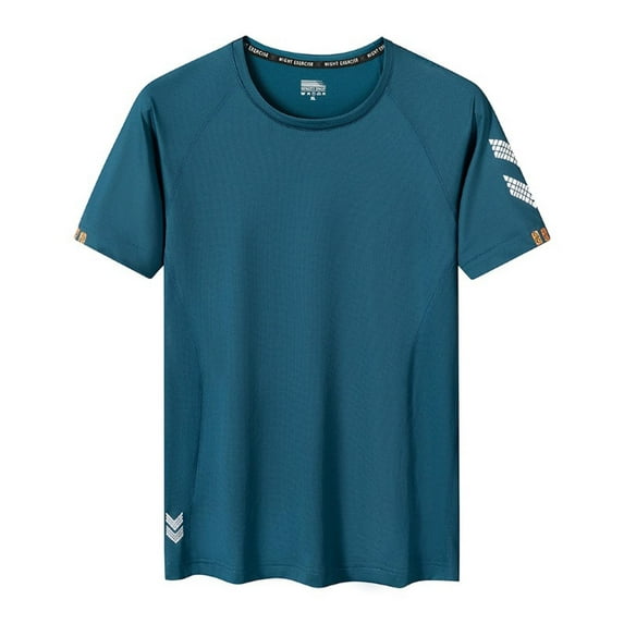 Tops for Men under $5 Short Sleeved Solid Color Quick Drying Running Sports Breathable Fitness Sports T Shirt Navy S