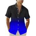 thumbnail image 1 of Tops for Men under $5 Turndown Collar Gradient Short Sleeve Casual Print Button Shirt Blue M, 1 of 4