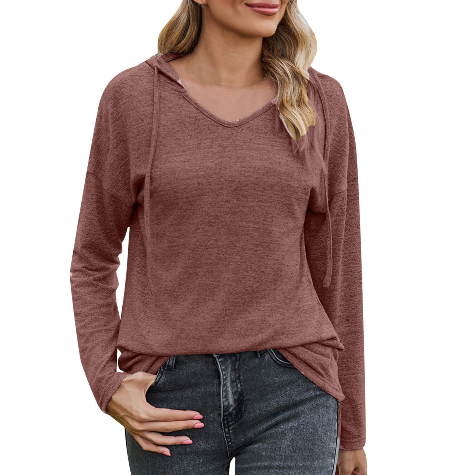 Solid V neck Fake Buttons Long Sleeve T shirt Casual Autumn - Temu