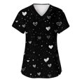 thumbnail image 1 of Tops for Women 2025 Cute Graphic Printed Short Sleeve V Neck Scrub Top Loose Fit Work Uniform Scrub Shirt Black 3XL, 1 of 3