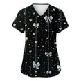 thumbnail image 1 of Tops for Women 2025 Cute Graphic Printed Short Sleeve V Neck Scrub Top Loose Fit Work Uniform Scrub Shirt Multicolor M, 1 of 3