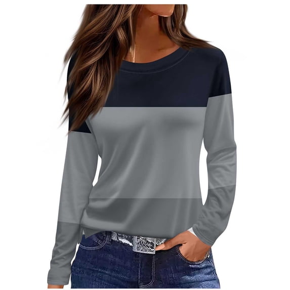 Tops for Women 2026 Trendy Polka Dot Long Sleeve Shirts Dressy Casual Crewneck Loose Fit Tunic Blouses Spring Outfits
