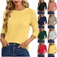 thumbnail image 1 of T-Shirts for Women 3/4 Sleeve Crew Neck Casual Pullover Sweatshirt, 1 of 7