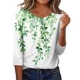thumbnail image 1 of Tops for Women 3/4 Sleeve Round Neck Fashionable Printed Casual Button T-Shirt, 1 of 7