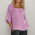 thumbnail image 1 of Tops for Women 3/4 Sleeve Solid Color Fashion Summer T Shirts 2026 Square Neck Lightweight Casual Going Out Tees, 1 of 4