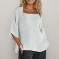 thumbnail image 1 of Tops for Women 3/4 Sleeve Solid Color Fashion Summer T Shirts 2026 Square Neck Lightweight Casual Going Out Tees, 1 of 4