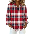 thumbnail image 1 of Tops for Women, Audhol Women's Fashion Casual Printed Button Long Sleeve Shirts Tops Button Up Shirt Women Red, XL, 1 of 5