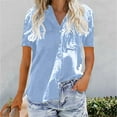 thumbnail image 1 of Tops for Women Button Down V Neck Cotton T-Shirt Fashion Casual Solid Sleeve Tops 2025 Summer Casual Blouse, 1 of 8