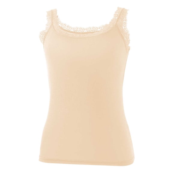 Tops for Women Camisole Sleeveless Bottoming Round Neck Summer Tank Beige XL