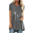 thumbnail image 1 of Tops for Women Casual Summer Short Sleeve Loose Solid Tunic Tees Blouses Dressy Casual Soft Comfy Basic T Shirts Tops, 1 of 4