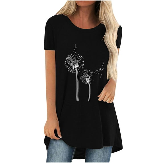 Tops for Women Casual Summer Short Sleeve Loose Solid Tunic Tees Blouses Dressy Casual Soft Comfy Basic T Shirts Tops