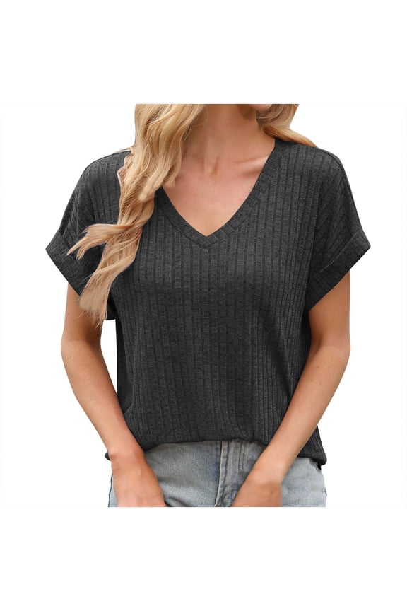 Tops for Women Casual Summer Women's V-Neck Shirts Womens T Shirts Short Sleeve Gift Ideas