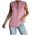thumbnail image 1 of Tops for Women Casual Turtleneck Solid Color Sleeveless Vest Beach Blouse Tops Women's Summer Clothes, 1 of 7
