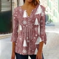 thumbnail image 1 of Tops for Women Christmas Long Sleeved Tunic Printed Casual V-neck Pullover Flowy Tunic Top Pleated Casual Blouses Loose Fit Dressy,Womens Tops Pink, 1 of 5