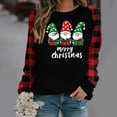 thumbnail image 1 of Tops for Women Christmas Print Plaid Long Sleeves Round Neck Winter Printed Loose Casual Sweatshirts,Womens Tops Plus Size Red XXL, 1 of 6