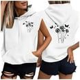 thumbnail image 1 of Tops for Women Clearance under $5 Sleeveless Printed Pocket Hat Rope Hooded Top White XXL, 1 of 5