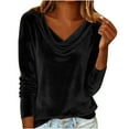 thumbnail image 1 of Yijfswar Tops for Women Cowl Neck Long Sleeve Velvet Top Elegant Fall Tunic Shirt Casual Office Business Blouses, 1 of 9