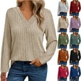 thumbnail image 1 of Tops for Women Crew Neck Long Sleeve Shirts Fall Blouses Casual Basic Tee Ndbuld ,Beige,L, 1 of 5