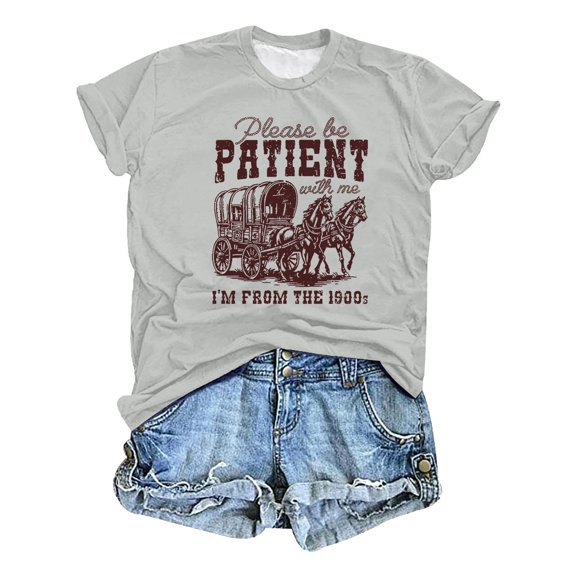 Tops for Women Crewneck Oversized Long SLeeve Shirts Hawaiian Print Summer Casual Basic Tees 2026 Fashion