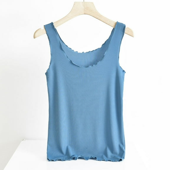 Tops for Women Fashion Solid Color Sleeveless T Shirts Leisure Loose Fit Standard Straps Summer Shirts