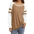 thumbnail image 1 of Tops for Women Fashion Striped Color Block Crew Neck Long Sleeve Pullover Tunic Shirts Relaxed Fit Casual Workout Basic Casual Outfits Clothes 2025, 1 of 6