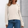 thumbnail image 1 of Tops for Women Lace Long Sleeved Round-Neck Solid Color Patchwork T-Shirt Pullover Blouse Beige L, 1 of 5
