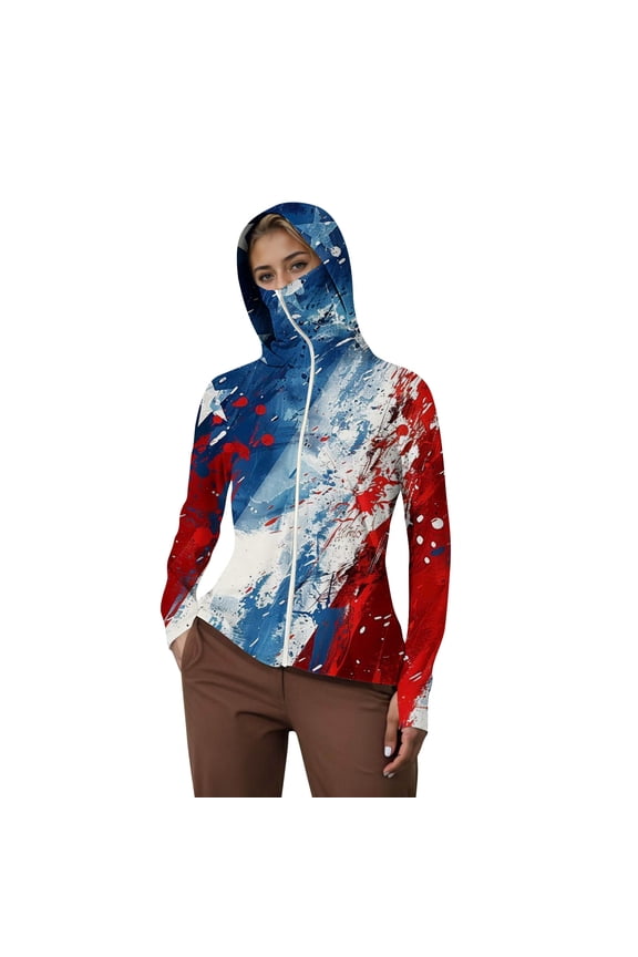 Tops for Women Lightweight Protective Long Sleeve Jacket Ribbed Tops for Women,Blue,M