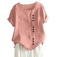 thumbnail image 1 of Tops for Women Linen,Women Cotton Linen Crew Neck Short Sleeve Basic Tunic Tee Shirts Tops Blouse, 1 of 6
