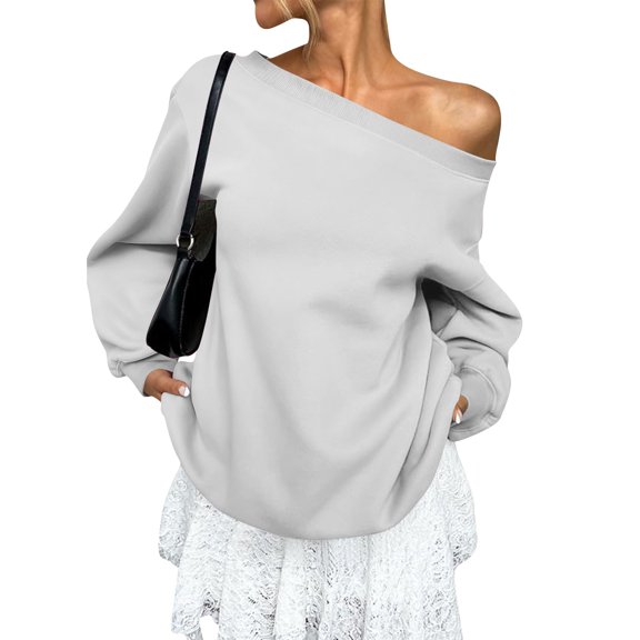 Tops for Women Long Sleeve Half Zipper Lapel Winter Casual Loose Sweatshirt Womens Blouse Plus Size Gray XL