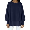 thumbnail image 1 of Tops for Women Long Sleeve Round Neck Solid Oversized Loose Ribbed Hem Knitted Sweater, 1 of 5