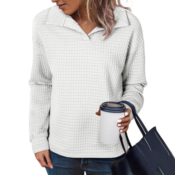 Tops for Women Long Sleeve Turn Down Collar Oversized Sweatshirts Pullover Fall Trendy Clothes,Plus Size Tops for Women