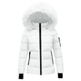 thumbnail image 1 of Tops for Women Long Sleeve Winter Jacket Hood Waist Overcome Outer Coats Jacket with Pocket Womens Blouse Plus Size White XL, 1 of 5