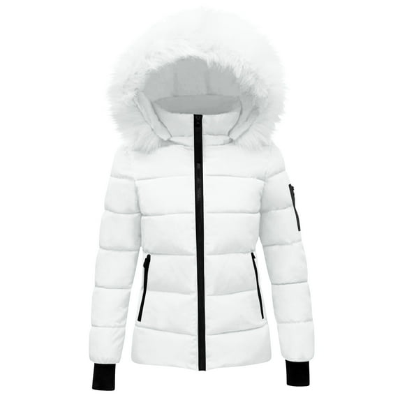 Tops for Women Long Sleeve Winter Jacket Hood Waist Overcome Outer Coats Jacket with Pocket Womens Blouse Plus Size White XL