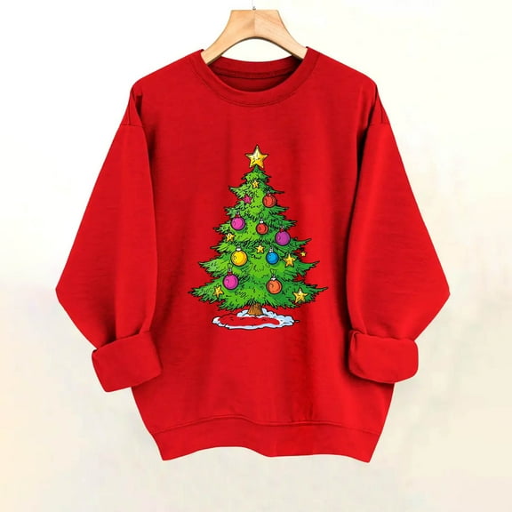 Tops for Women Long Sleeved Christmas Printed Loose Casual Top Regular Sleeve Hooded Sweatshirt,Womens Blouse Green XXL