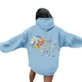 thumbnail image 1 of Tops for Women Long Sleeved Floral Printed Round Neck Casual Loose Hooded Sweatshirts 2-Light Blue S, 1 of 5