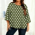 thumbnail image 1 of Tops for Women Long Sleeved Polka Dot Round Neck T-shirt Home Casual T-Shirt Army Green XXXXL, 1 of 6