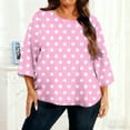thumbnail image 1 of Tops for Women Long Sleeved Polka Dot Round Neck T-shirt Home Casual T-Shirt Hot Pink XXXXL, 1 of 6