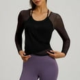 thumbnail image 1 of Tops for Women Long Sleeved Slim Mesh Fixed Cup Sports Fitness Yoga Suit Top,Womens Tops Plus Size Black XXL, 1 of 6