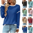 thumbnail image 1 of Tops for Women Ndbuld Sweatshirts for Women Crewneck Casual Long Sleeve Shirts Tunic Tops,Dark Blue,XL, 1 of 4