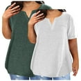 thumbnail image 1 of Tops for Women Plus Size 2PC V-neck Short Sleeve Solid Color Oversized T-shirt White XL, 1 of 3